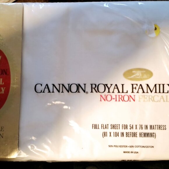 Cannon Royal Family No-Iron Percale Full Flat Sheet Set - Picture 1 of 6